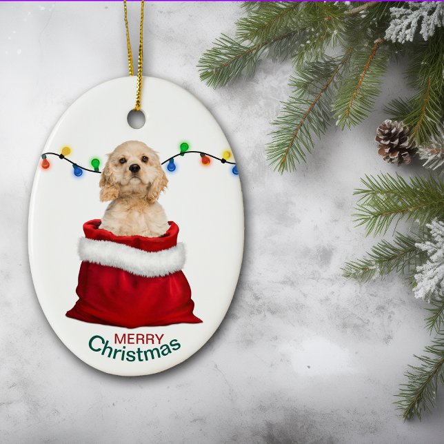 Ornamento De Cerâmica Cocker Spaniel Dog no Natal do Gift Bag (Criador carregado)