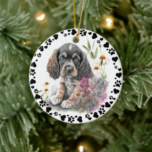 Ornamento De Cerâmica Cocker Spaniel Dog Paws Corações Pet Foto