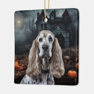 Ornamento De Cerâmica Cocker Spaniel Halloween Scary