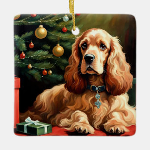 Ornamento De Cerâmica Cocker Spaniel Natal