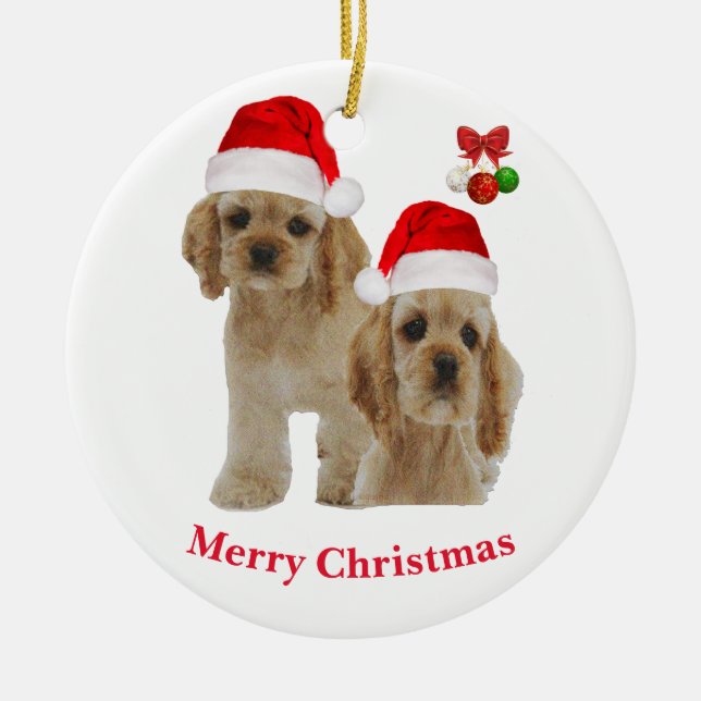 Ornamento De Cerâmica Cocker spaniel Natal  (Frente)