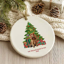 Ornamento De Cerâmica Cocker Spaniel Personalizado no Natal