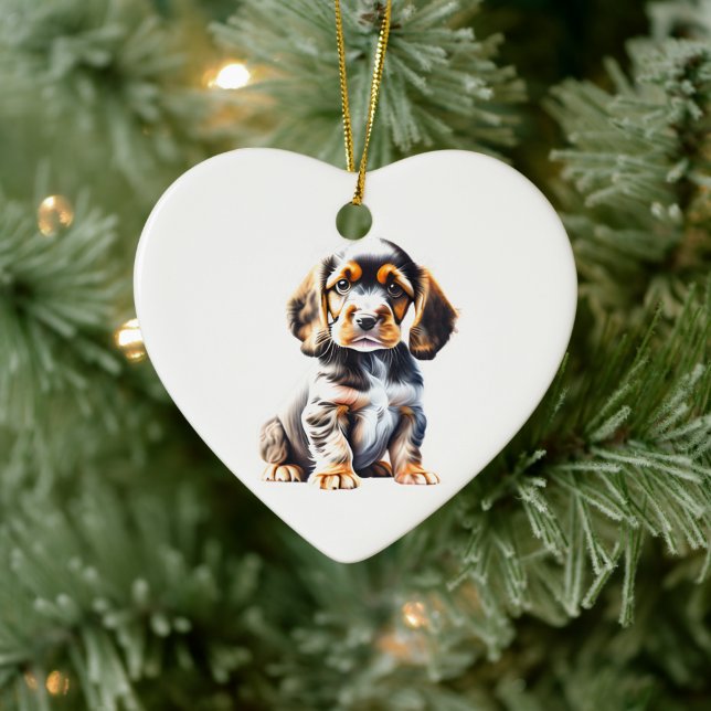 Ornamento De Cerâmica Cocker Spaniel Puppy personalizado em inglês (Árvore)