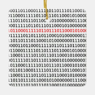 Ornamento De Cerâmica Código Binário de Ciência da Computação Natal Verm