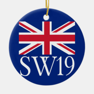 Ornamento De Cerâmica Código postal SW19 de Londres com Union Jack