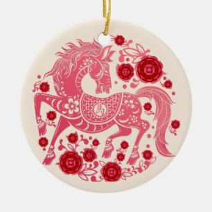 Ornamento De Cerâmica Código QR de Negócios do Ano Lunar do Cavalo de 20