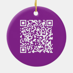 Ornamento De Cerâmica Código QR instantâneo com URL do seu site   Roxo