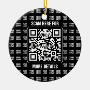 Ornamento De Cerâmica Código QR promocional (editável) mais padrão de lo