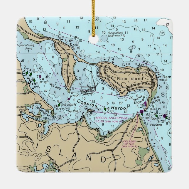 Ornamento De Cerâmica Coecles Harbour Natal Náutico (Verso)