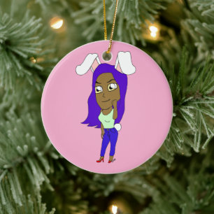 Ornamento De Cerâmica Coelhinha Chibi