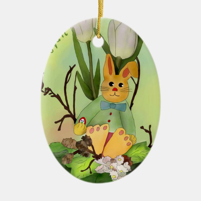 Ornamento De Cerâmica Coelhinho da páscoa (Frente)