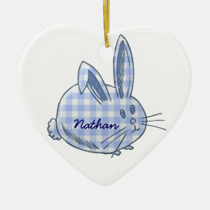 Ornamento De Cerâmica coelhinho de gingham