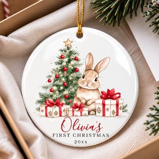 Ornamento De Cerâmica Coelhinho de Natal Fofo Árvore Primeiro Natal