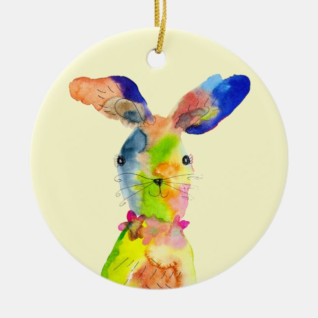 Ornamento De Cerâmica Coelhinho de Páscoa fofo (Frente)