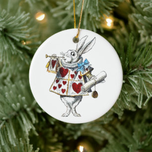 Ornamento De Cerâmica Coelho Branco Alice no País das Maravilhas Coelho 