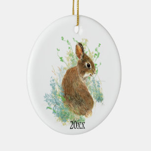 Ornamento De Cerâmica Coelho Coelho Bonito Pet Animal Data Personalizada