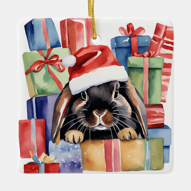 Ornamento De Cerâmica Coelho Coelho do Salto de Natal (Frente)