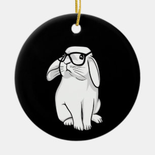 Ornamento De Cerâmica Coelho Hipster Coelho Engraçado Com Óculos Animaçã