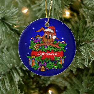 Ornamento De Cerâmica Coelho Natal