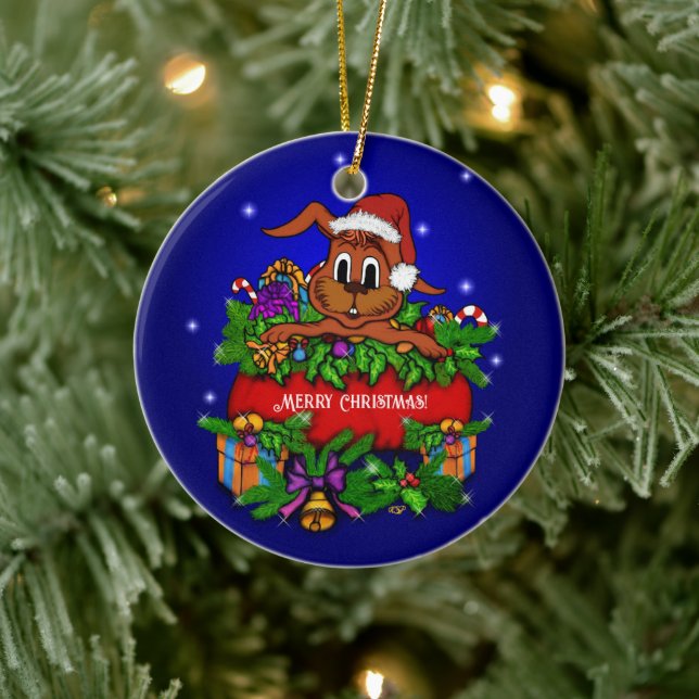 Ornamento De Cerâmica Coelho Natal (Árvore)