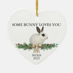 Ornamento De Cerâmica Coelho Ornado Coelho Foto Pet Christmas Bunny
