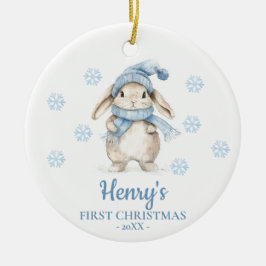 Ornamento De Cerâmica Coelho Personalizado Primeiro Natal do Bebê