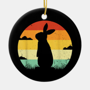Ornamento De Cerâmica Coelho Retro Estilo Vintage 80s Estilo Bunny Lover
