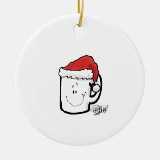 Ornamento De Cerâmica Coffee Mug no cartão de Papai Noel