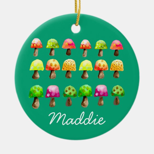 Ornamento De Cerâmica Cogumelos de cor branca ornamentação cerâmica (Frente)