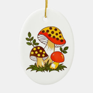 Ornamento De Cerâmica Cogumelos de Feliz Vintage