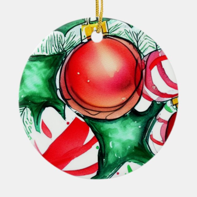 Ornamento De Cerâmica Coisas de Natal (Frente)