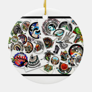 Ornamento De Cerâmica Colagem abstrata ecléctico do desenho