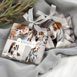 Ornamento De Cerâmica Colagem de Animais Portáteis Modernos com Quatro F<br><div class="desc">Celebre a época mágica e festiva de férias com nosso ornamento de colagem de fotos de animais de estimação. Nosso moderno design de feriado elegante apresenta um layout moderno e minimalista de quatro fotos de grade de colagem de feriados com um moderno design de osso de cão branco colocado no...</div>