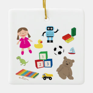 Ornamento De Cerâmica Colagem de Brinquedos para Crianças