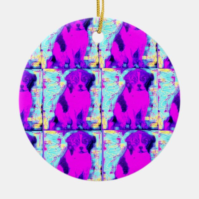 Ornamento De Cerâmica colagem de cães beagle (Frente)