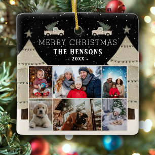 Ornamento De Cerâmica Colagem de Fotografias da Família 6 de Caminhões d