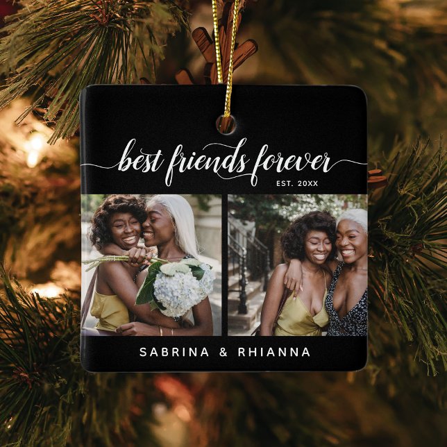 Ornamento De Cerâmica Colagem de Fotografias dos Melhores Amigos para Se (Criador carregado)