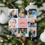 Ornamento De Cerâmica Colagem de Fotografias 'Mamãe e Eu' Bonita Feliz N<br><div class="desc">Crie o seu próprio enfeites de natal de Foto de Manutenção 'Mamãe & Eu'. Design apresenta 8 fotos instantâneas da sua escolha, o texto bonito 'Mamãe & Me' com dois corações - Feliz Natal! 'com amor' em uma escrita elegante de caligrafia e o nome de quem ela é. Um belo...</div>