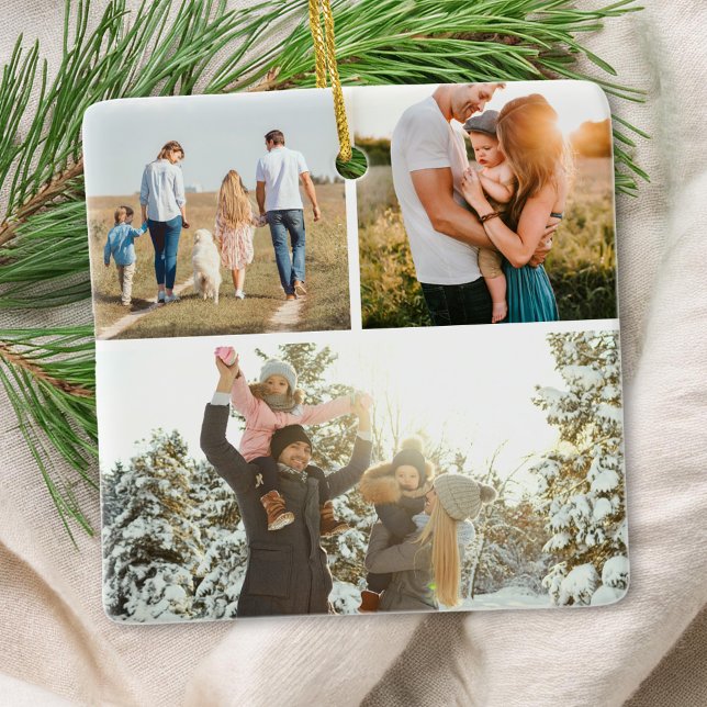 Ornamento De Cerâmica Colagem de Fotografias Personalizada Moderna 3 (Criador carregado)