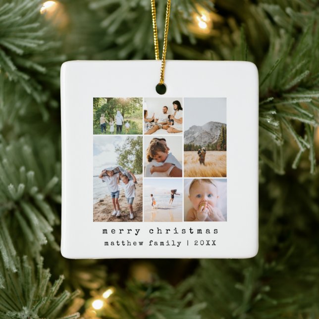 Ornamento De Cerâmica Colagem de Fotos da Família de Máquinas de Escreve (Árvore)