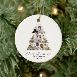 Ornamento De Cerâmica Colagem de Fotos de Árvore de Natal Minimalista Mo