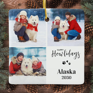 Ornamento De Cerâmica Colagem de Fotos de Cachorro Personalizada Natal F