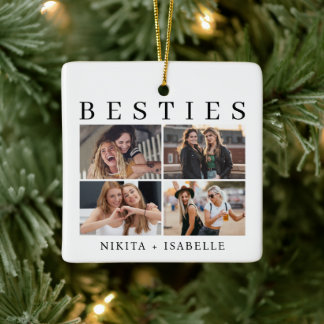 Ornamento De Cerâmica Colagem de Fotos de Melhores Amigas Presente de Le