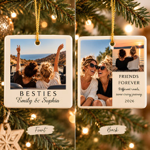 Ornamento De Cerâmica Colagem de Fotos de Melhores Amigos Personalizada 