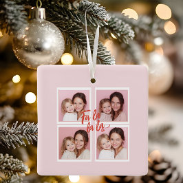 Ornamento De Cerâmica Colagem de Fotos de Natal Moderna Rosa | Fa la la 