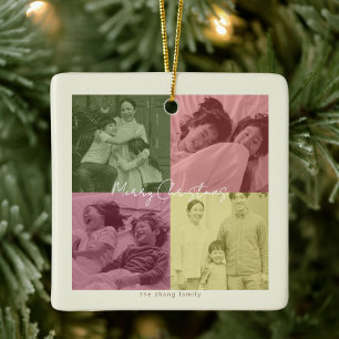 Ornamento De Cerâmica Colagem de fotos de Natal Pop Art Feriado