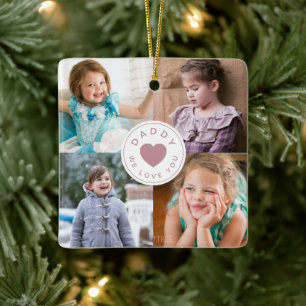 Ornamento De Cerâmica Colagem de Fotos de Papai Bonito que Amamos