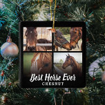 Ornamento De Cerâmica Colagem de Fotos do Melhor Cavalo Moderno | Equest<br><div class="desc">Excelente para amantes de cavalos e equestrianos,  com 4 fotos do seu cavalo,  com o título "Melhor Cavalo Nunca" e o nome deles.</div>