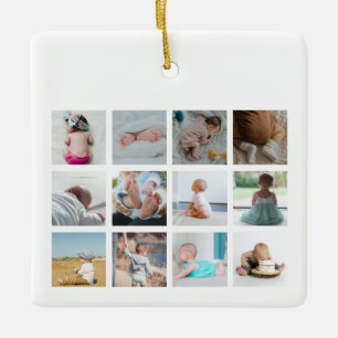 Ornamento De Cerâmica Colagem de Fotos do Primeiro Ano de Truck do Excav