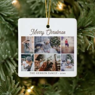 Ornamento De Cerâmica Colagem de Fotos Modern Family 6 Feliz Natal